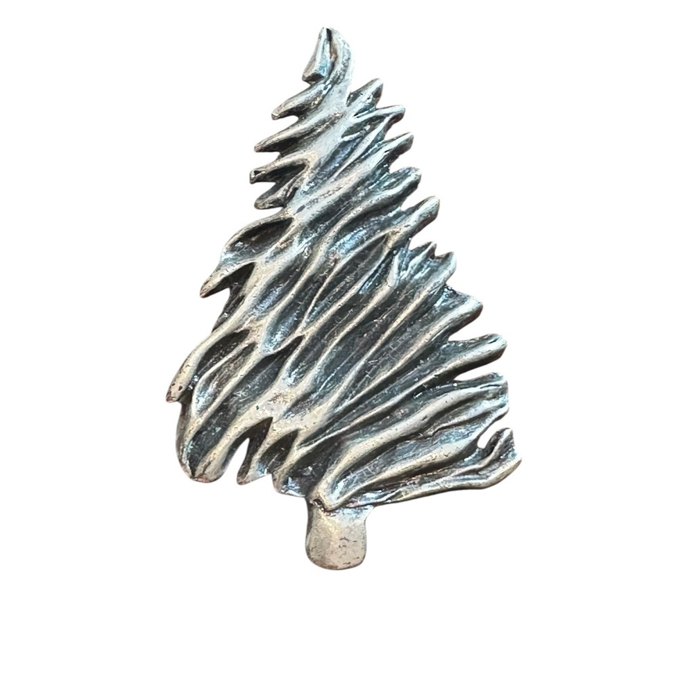 Vintage Silver Textured Evergreen Tree Brooch Pin